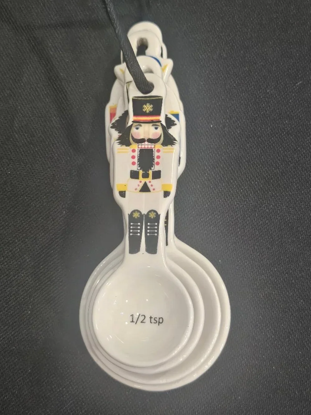 Transpac Ceramic Christmas Nutcracker Measuring Spoon Set Of 4 Baking Gift